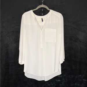 NYDJ Ivory Blouse with Pocket Detail